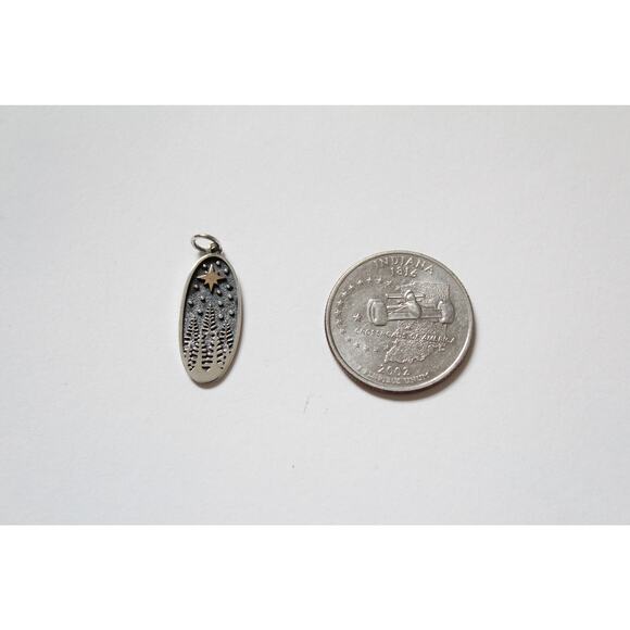 Sterling Silver Pine Tree Charm with Bronze Star Pendant - Picture 4 of 4